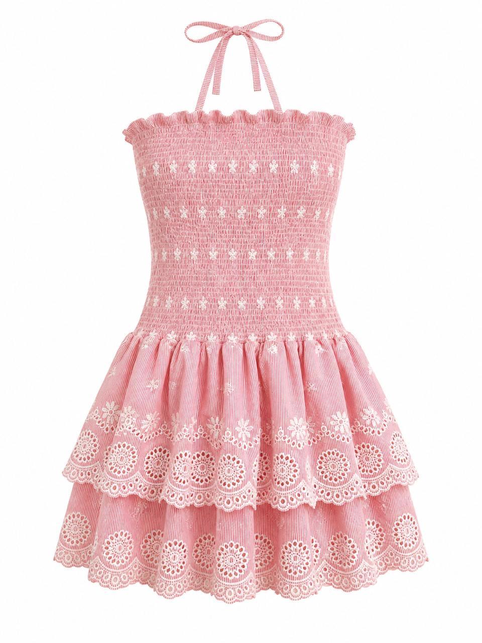 Vestido Mini em Laise de Algodão