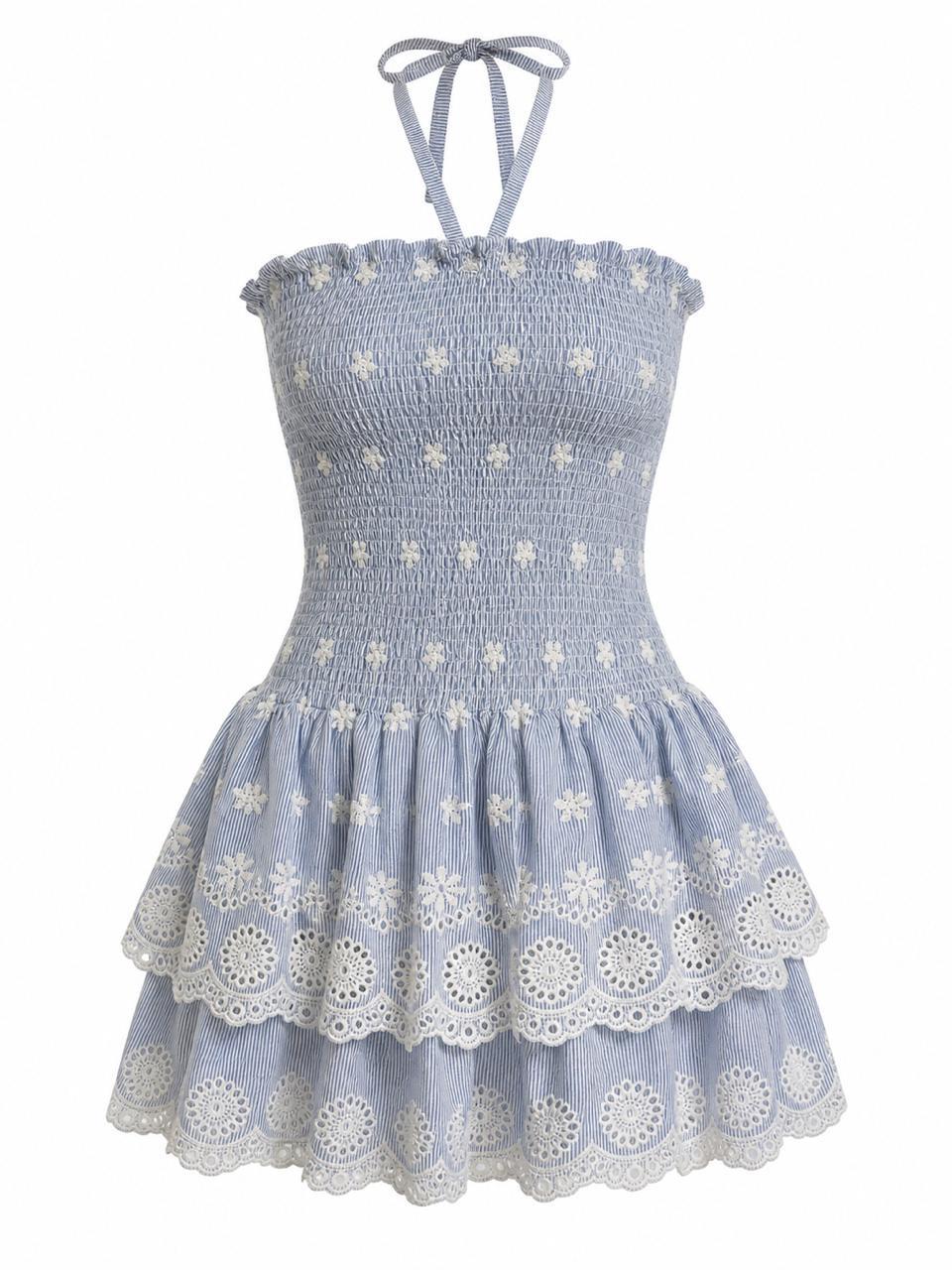 Vestido Mini em Laise de Algodão