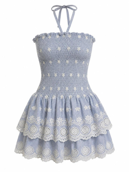 Vestido Mini em Laise de Algodão